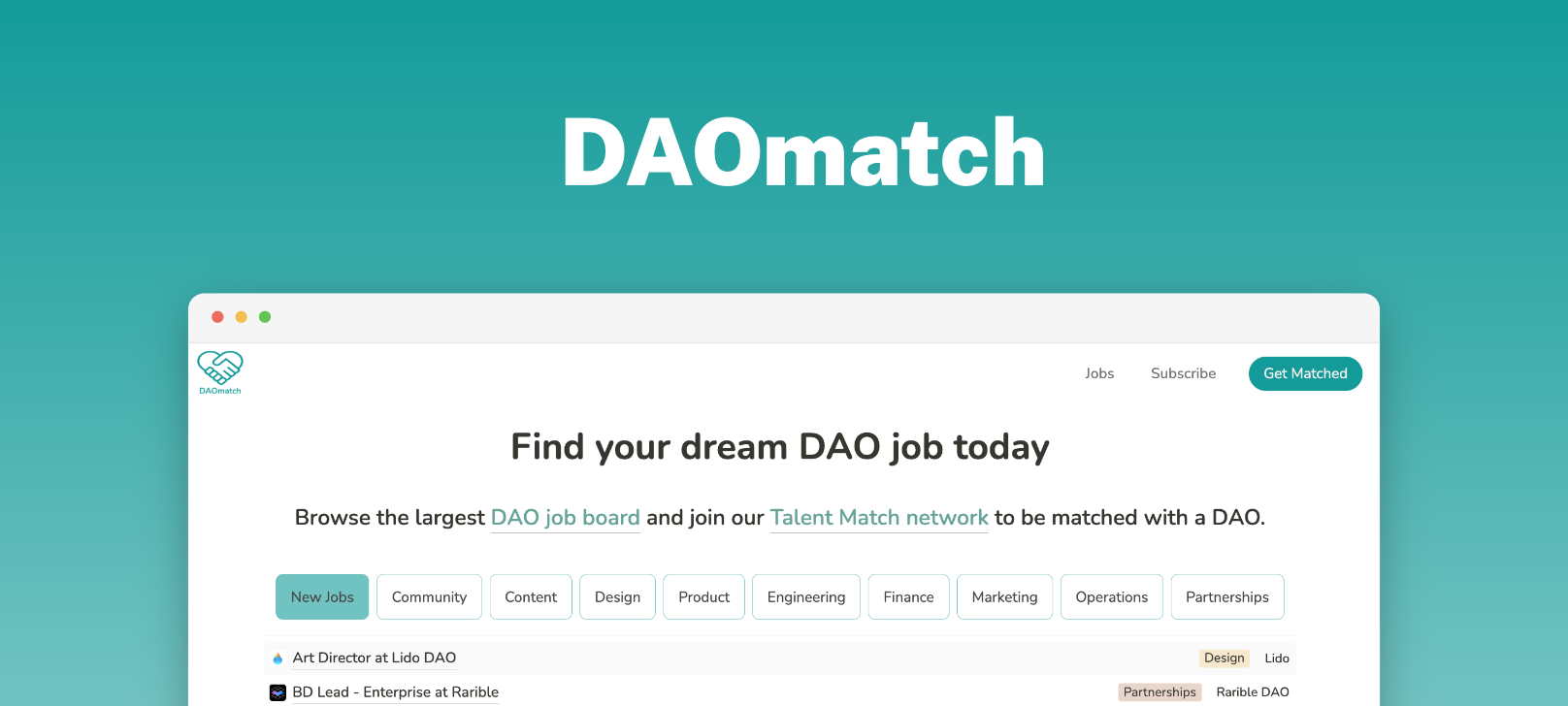 DAOmatch: Find you next dream job